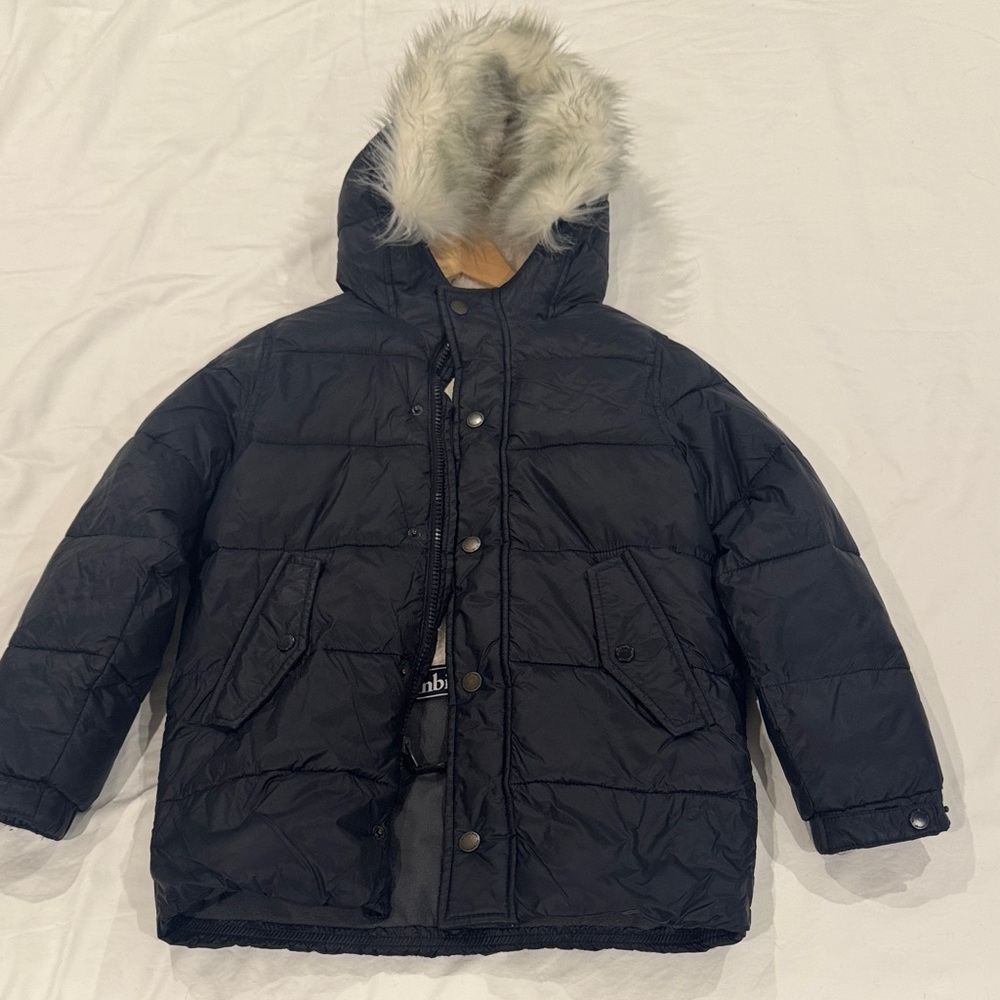 Abercrombie & Fitch Black Puffer Jacket with Faux Fur Hood